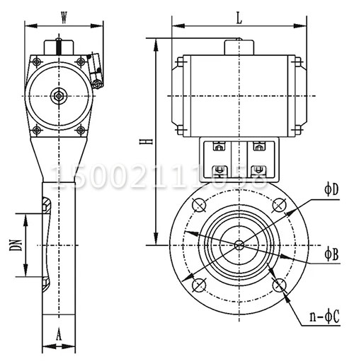 GIQ氣動高真空蝶閥結構尺寸