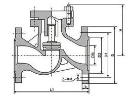 H41W升降式止回閥結(jié)構(gòu)圖