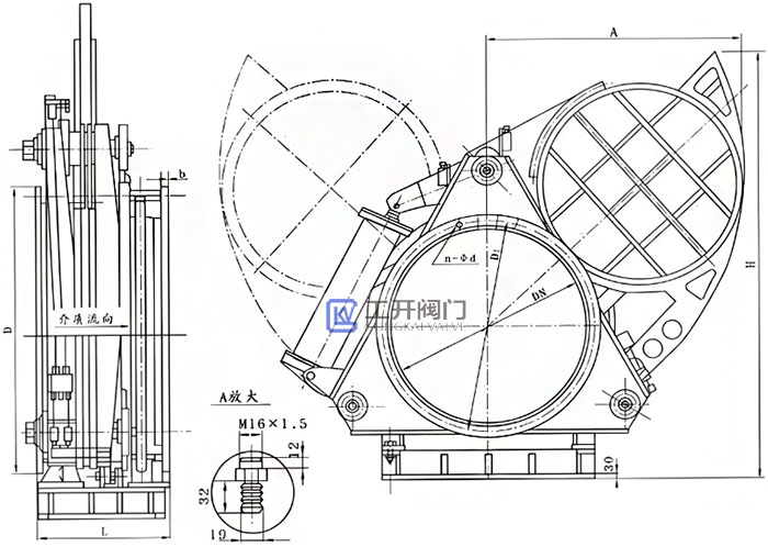 氣動盲板閥結(jié)構(gòu)圖尺寸